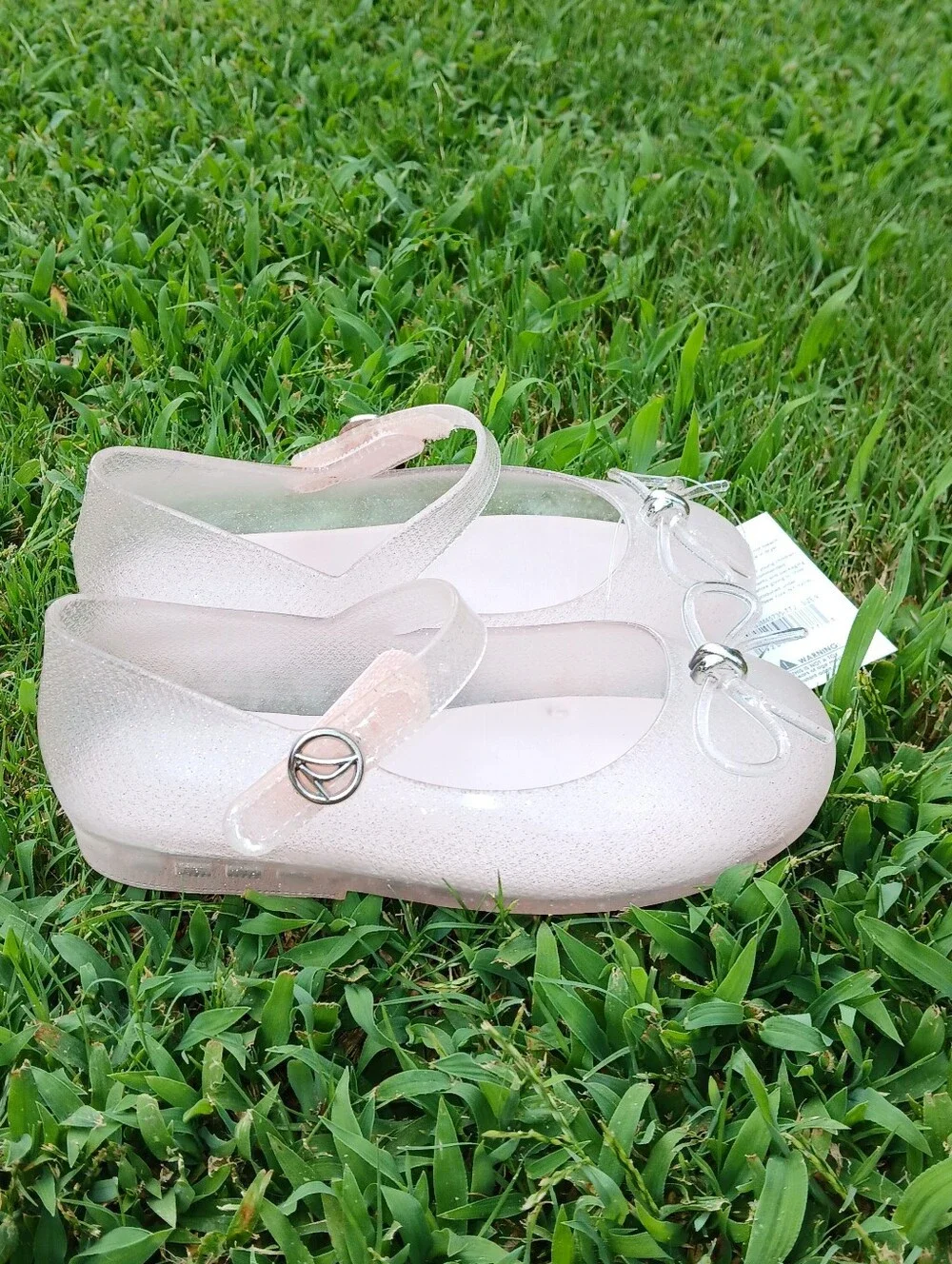 9, 10 Sperry Kids Shimmery Mary Jane Jelly Shoes, Clear Pink, Waterproof